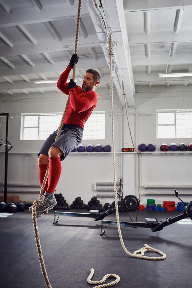 Fitness Rope Climb Exercise At Gym